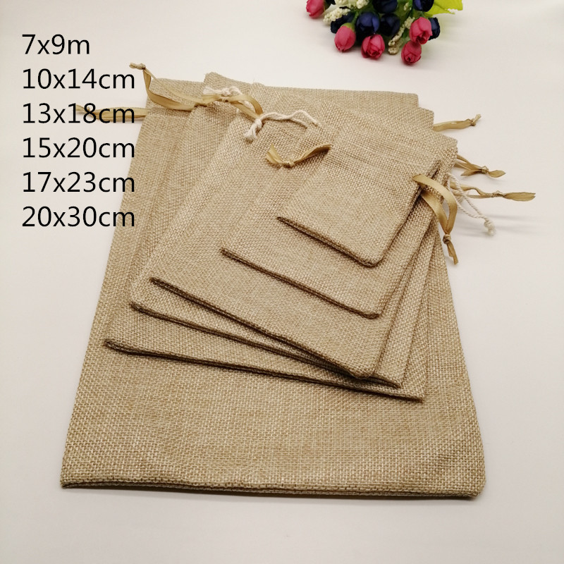 Jute Bag Packaging - 5pcs Tessuto Sacchi di Iuta Regalo