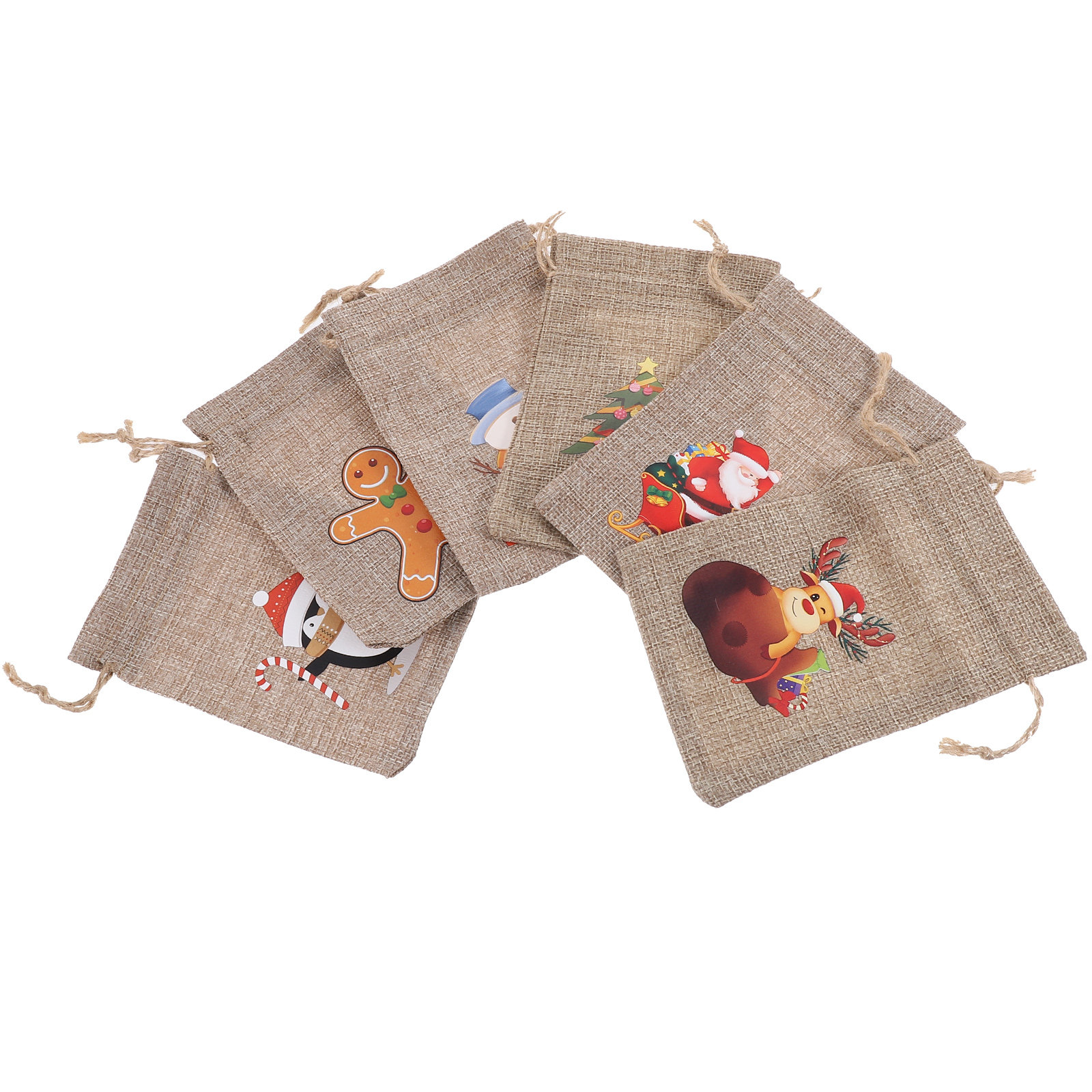 Jute Bag Packaging - Set di Sacchetti Regalo Natalizi con